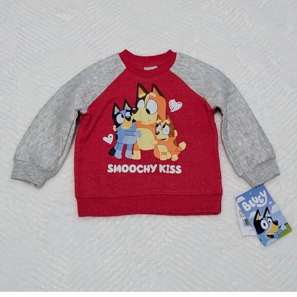 Bluey "Smoochy Kiss" Toddlers Crewneck Sweater Size 18M - Picture 1 of 6